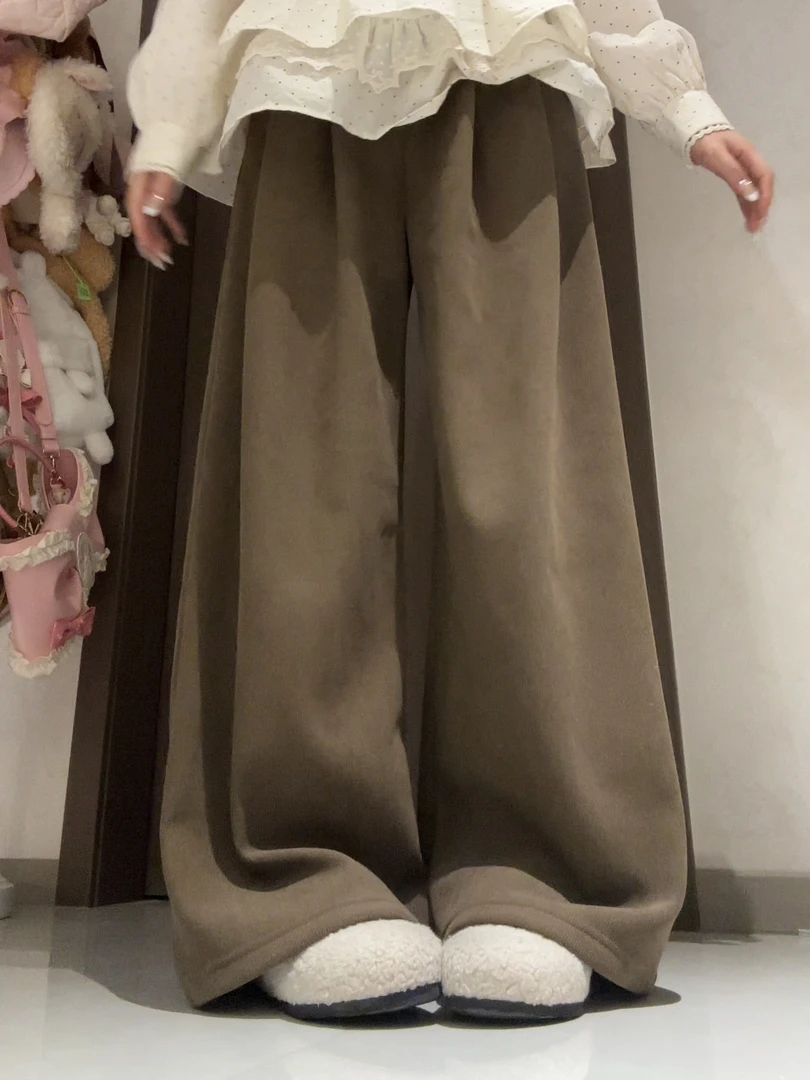 「小鸟自制」“拿铁咖啡”复古宽松灯芯绒西装阔腿裤山本裤～