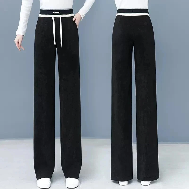 窄版阔腿裤女2024秋冬新款高腰宽松显瘦阔腿裤垂感休直筒裤