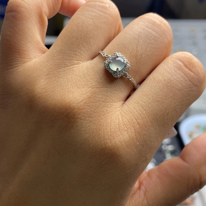 翡翠戒指银S925镶嵌戒指