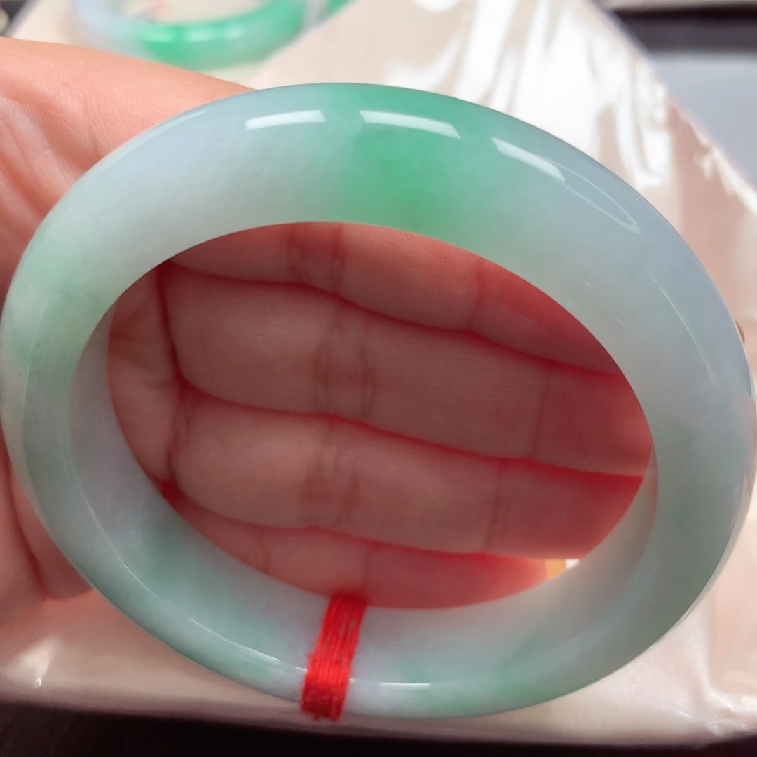 翡翠未镶嵌手镯28宽版冰胶阳绿
