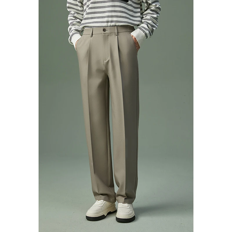 春夏季中高腰百搭垂感西裤 男士春秋休闲裤微阔腿西装长裤FAK06