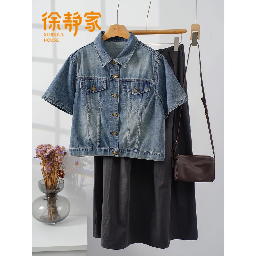 洋气显瘦短款时尚休闲宽松韩版短袖牛仔外套女3830065