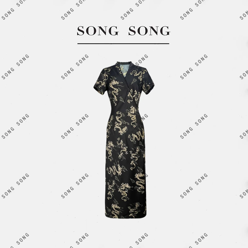 SONG-原创【连衣裙-龙颜凤姿】新款中式重工设计时尚百搭显瘦气质