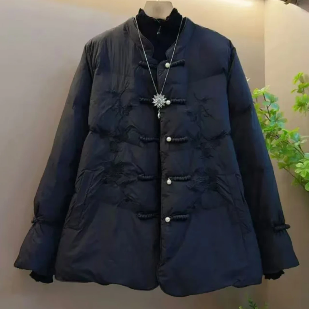 2025秋冬新款时尚休闲百搭显瘦外套胖MM加肥加大女装国风刺绣棉服