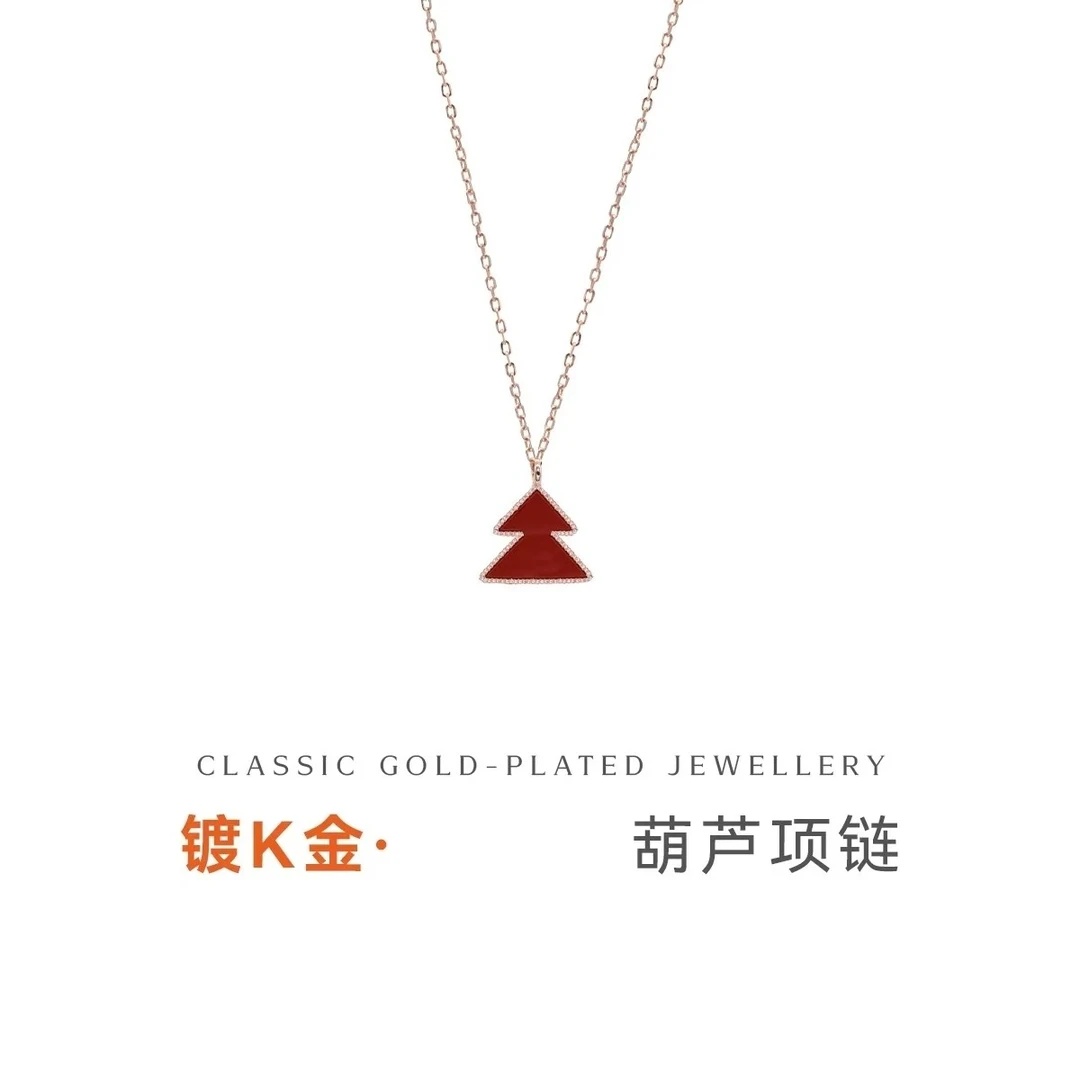 合金项链 中号铆钉葫芦项链 镂空切割设计极简中国风毛衣链