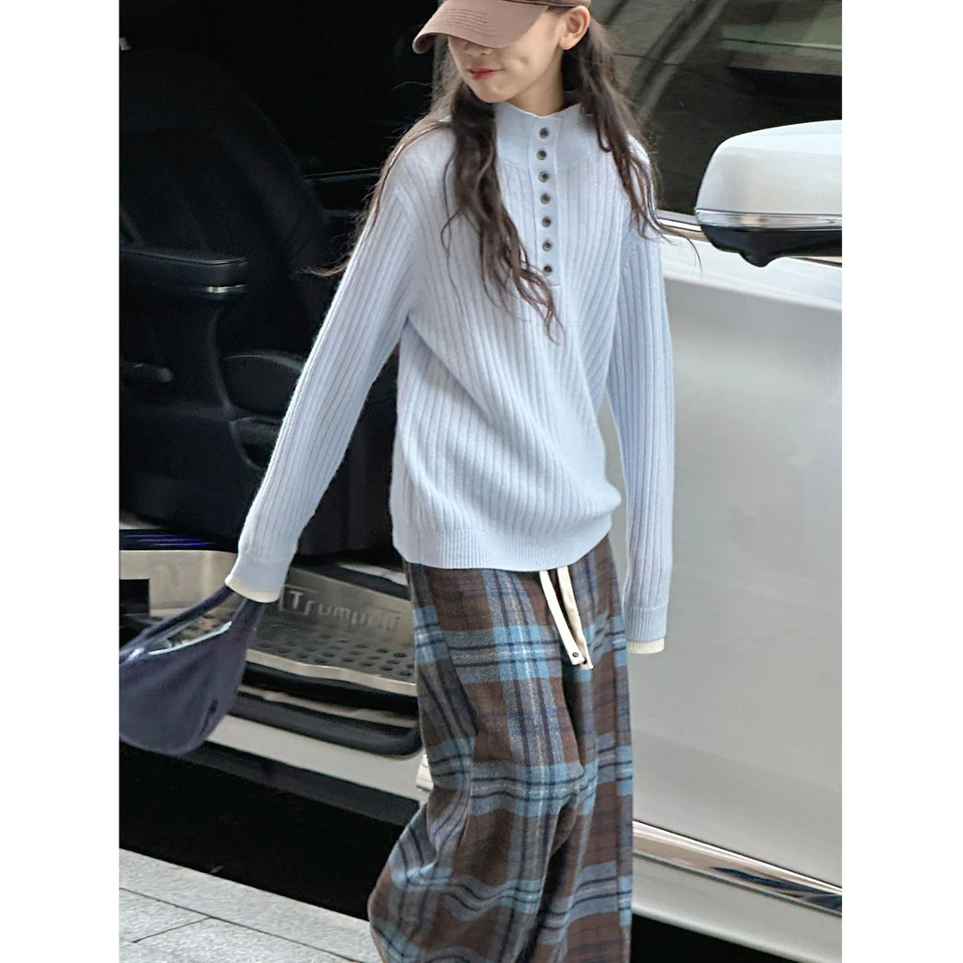 K29853孙小美坑条半高领女童毛衣新款秋冬装儿童上衣针织打底衫