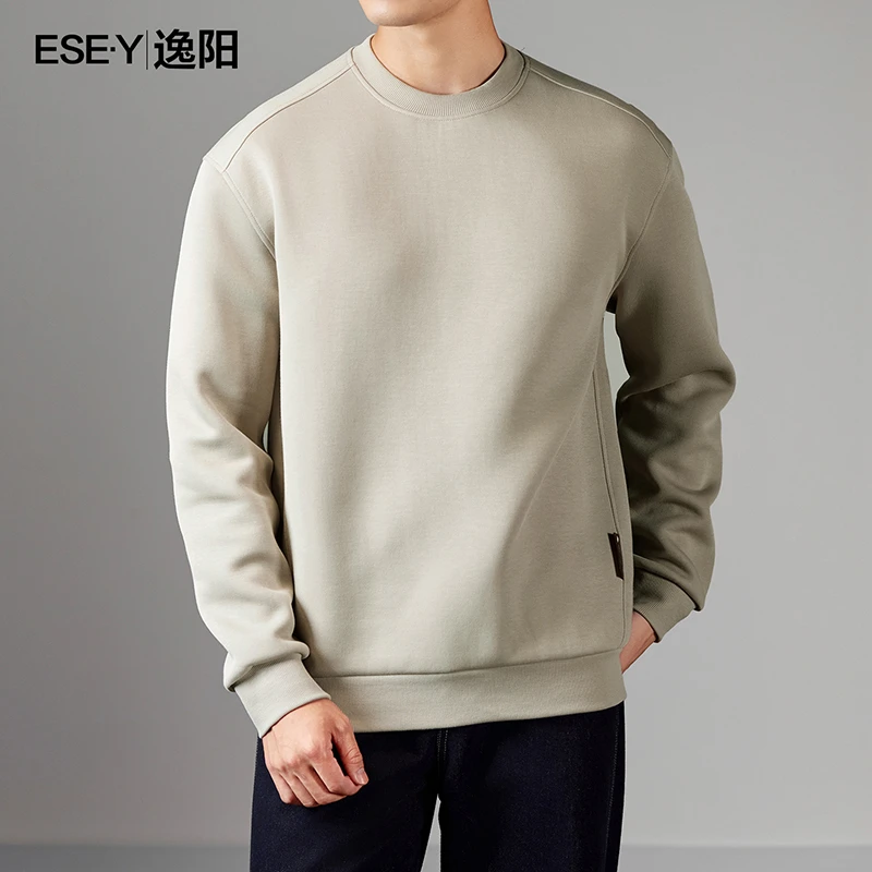 逸阳2025秋季新款重磅拼接卫衣男秋季圆领长袖宽松百搭上衣2097