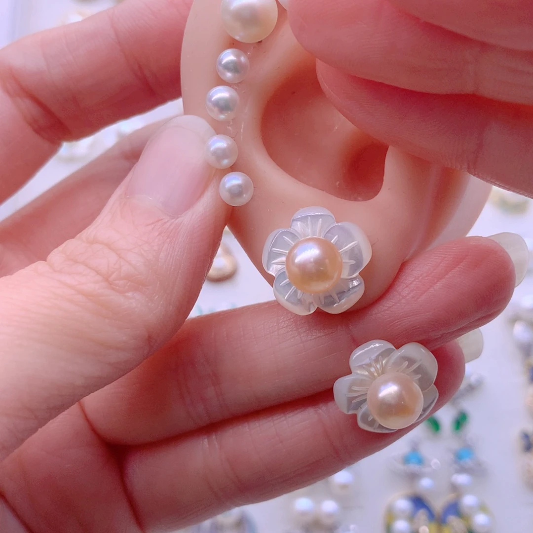 合金淡水珍珠耳饰