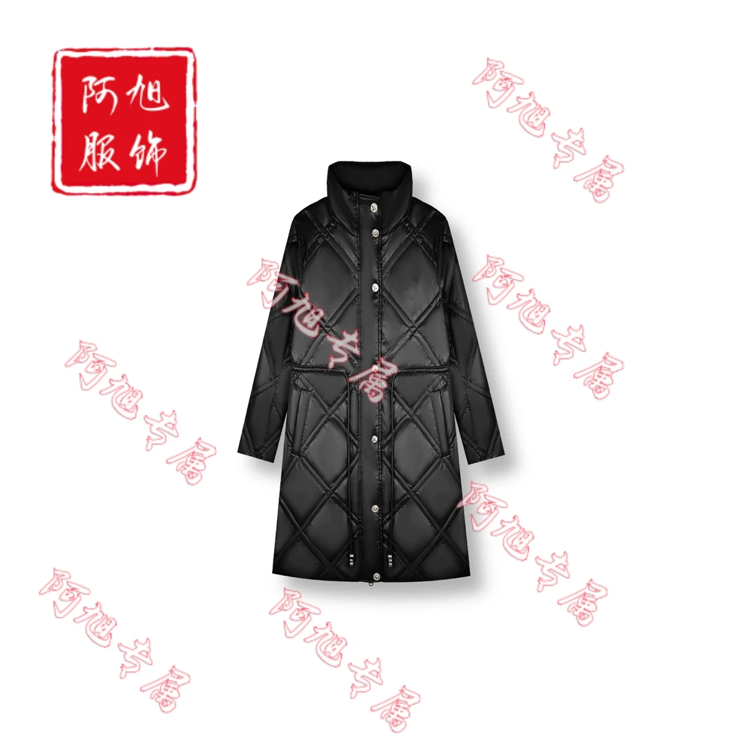 25s秋冬新款时尚中长款黑色白鸭绒羽绒服-440（1Y22407C07）