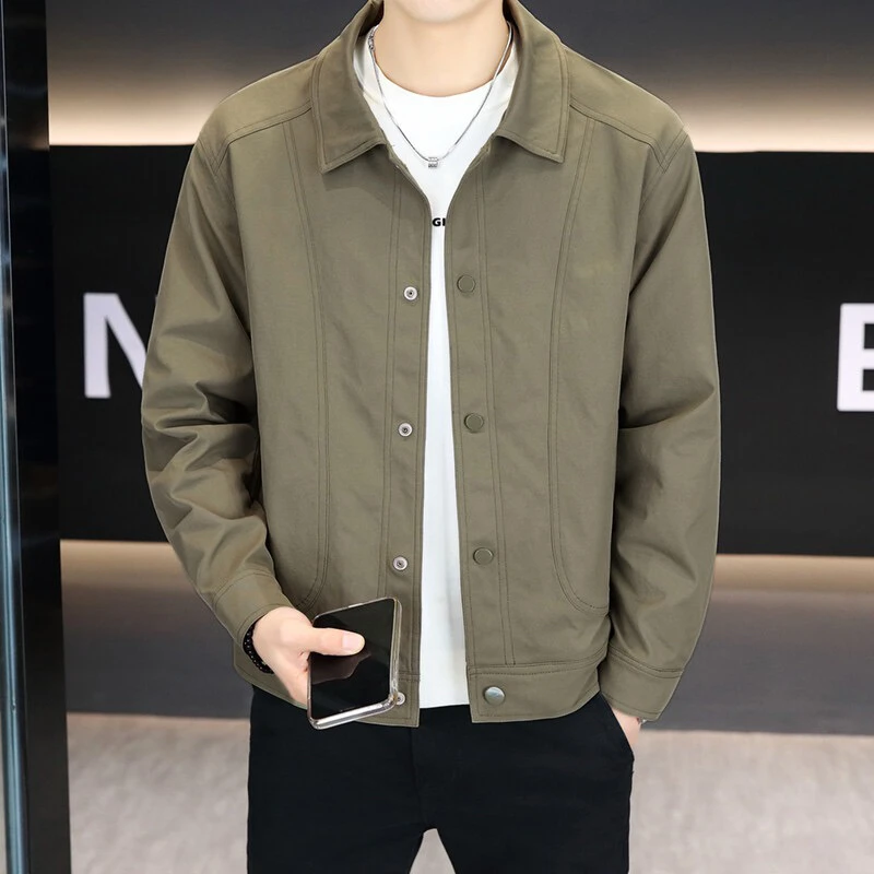 【彤彤】2025春季新品男士翻领立体剪裁商务休闲夹克外套长袖春秋季