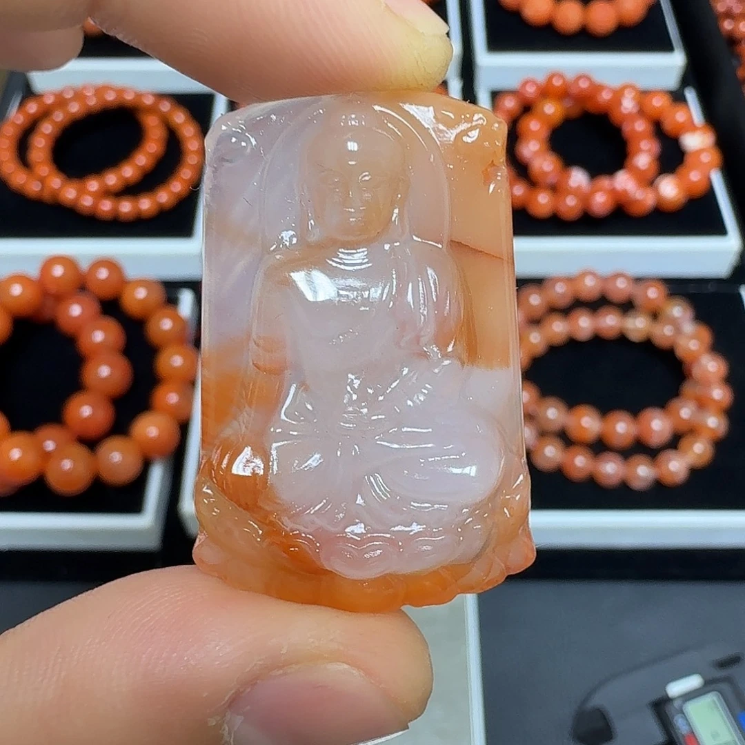 南红玛瑙未镶嵌川料瓦西冰飘千层八大守护神大日如来15.8g