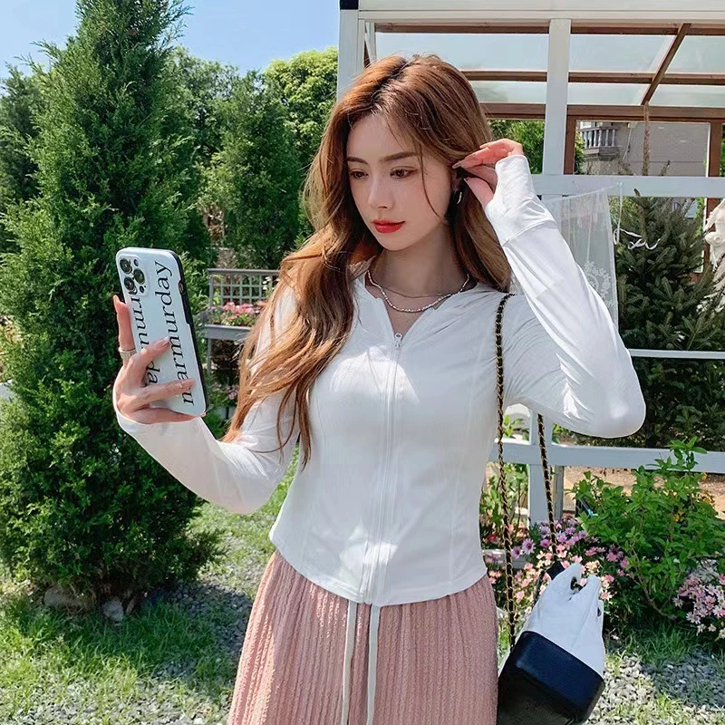 夏季修身短款百搭薄款外穿冰丝防晒衣夏季户外运动防紫外线外套