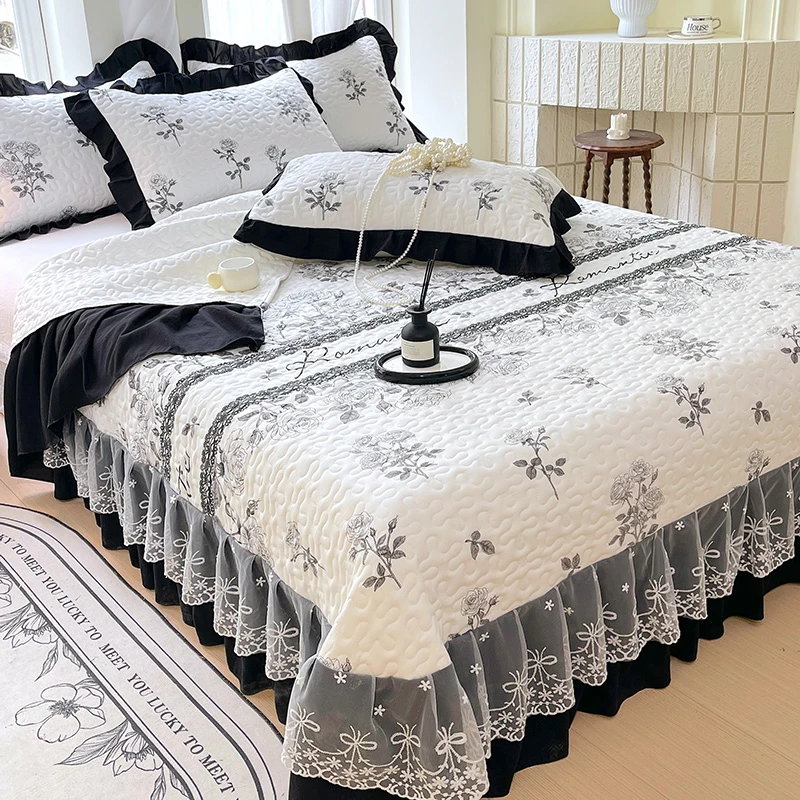 纯棉床盖单件2025新款四季通用全棉榻榻米夹棉单人床单防滑三件套