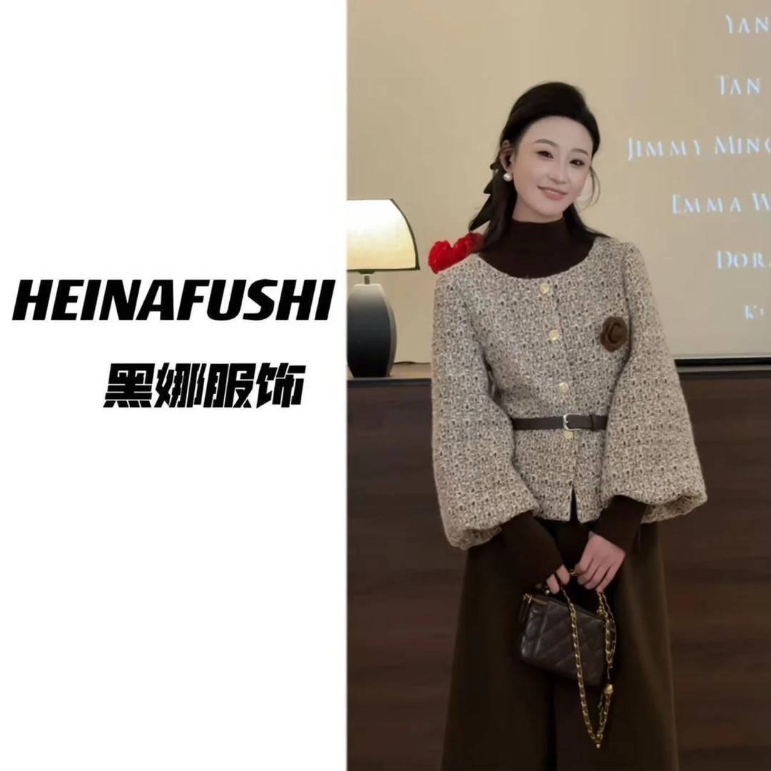 HEINA【香风雅致】气质名媛小香风收腰外套9879