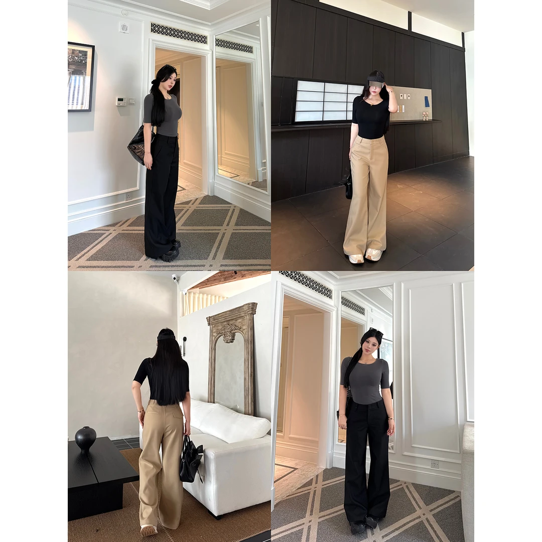 黑泽玄七《贵调精英裤》秋季微胖显瘦百搭通勤直筒不贴腿西装裤女