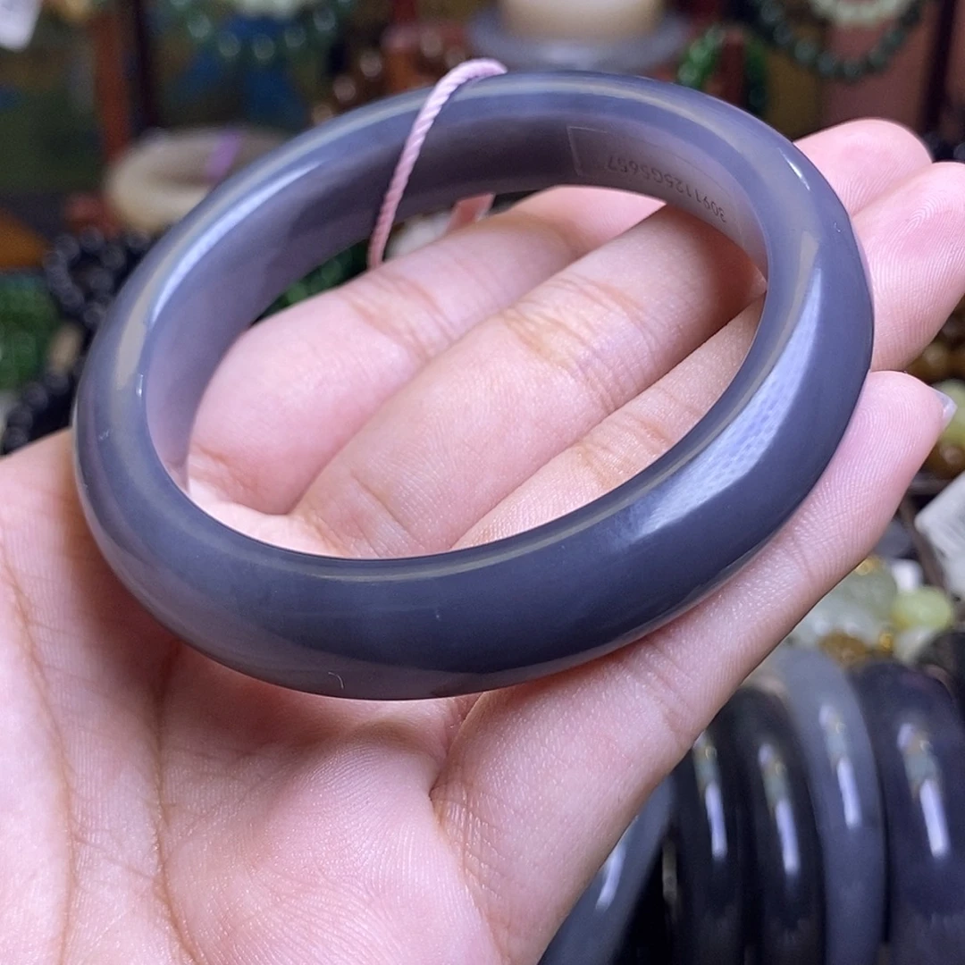 和田玉未镶嵌颈饰浓烟紫老矿料手镯56.6