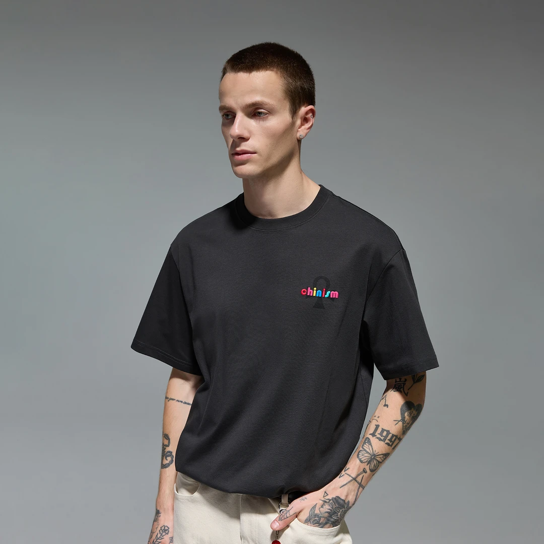 CHINISM赤尘 logo刺绣短袖t恤男夏季凉感男生速干半袖2204