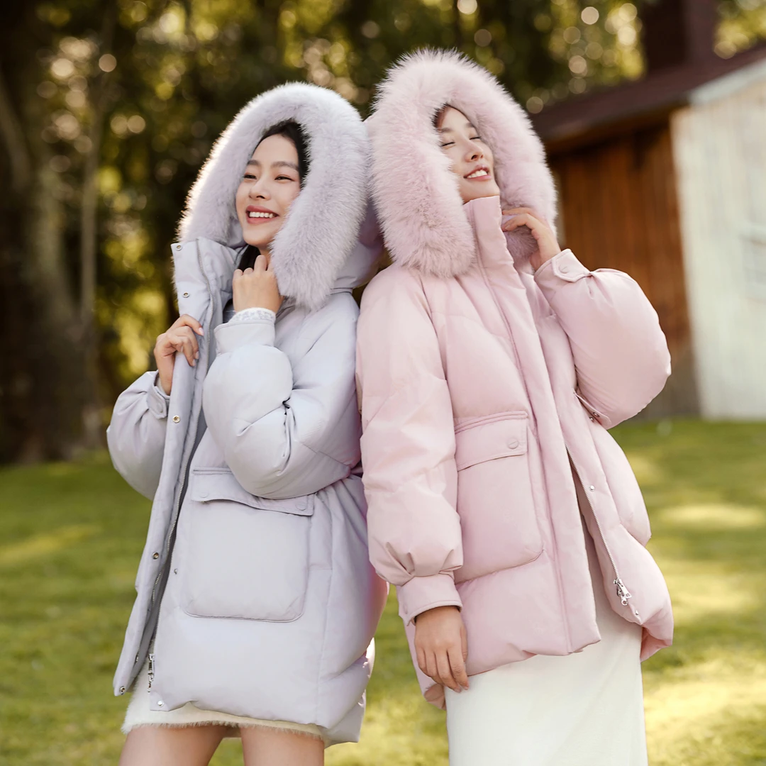 【波司登】冬季高级品质洋气狐狸大毛领中长款羽绒服女士保暖外套