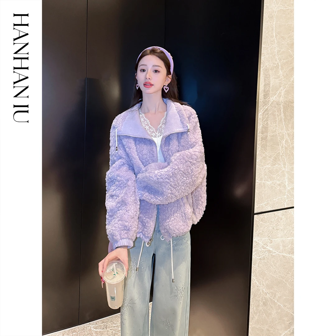 韩韩IU【卷卷甜心】柔软舒适保暖亲肤麂皮绒里女士双面穿秋冬款外套