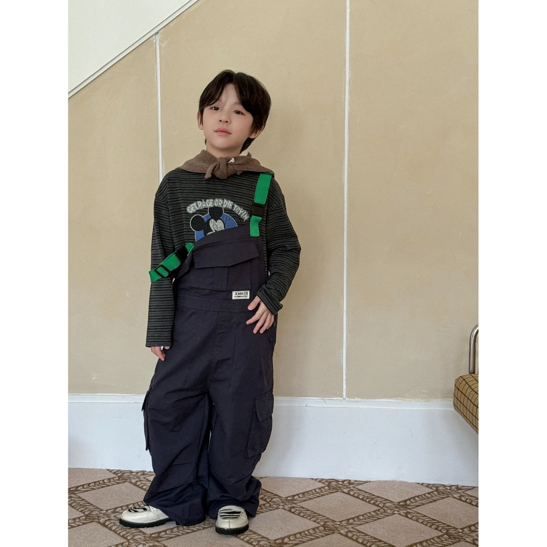 精选-91007-TBB童装男童工装背带裤2025秋季新款多口袋宽松裤子