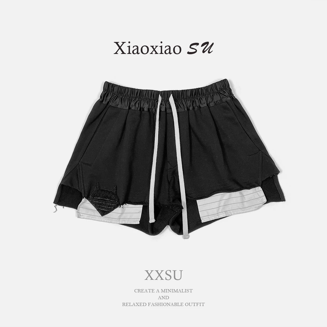 小小苏-初初-性感风透气薄款拼接短裤百搭舒适机能风;ECF12026