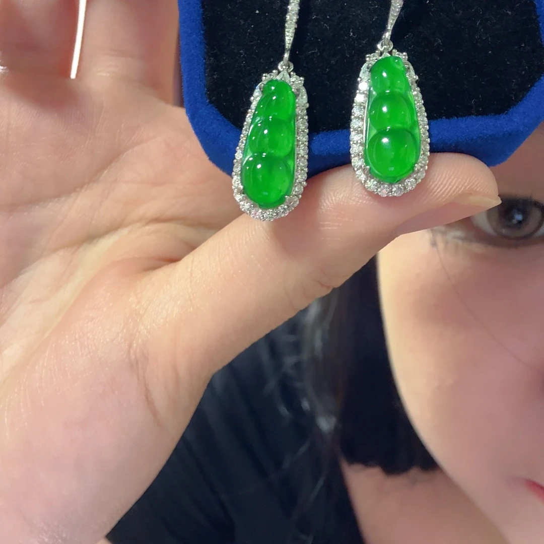 翡翠银S925镶嵌耳饰M****天耳饰