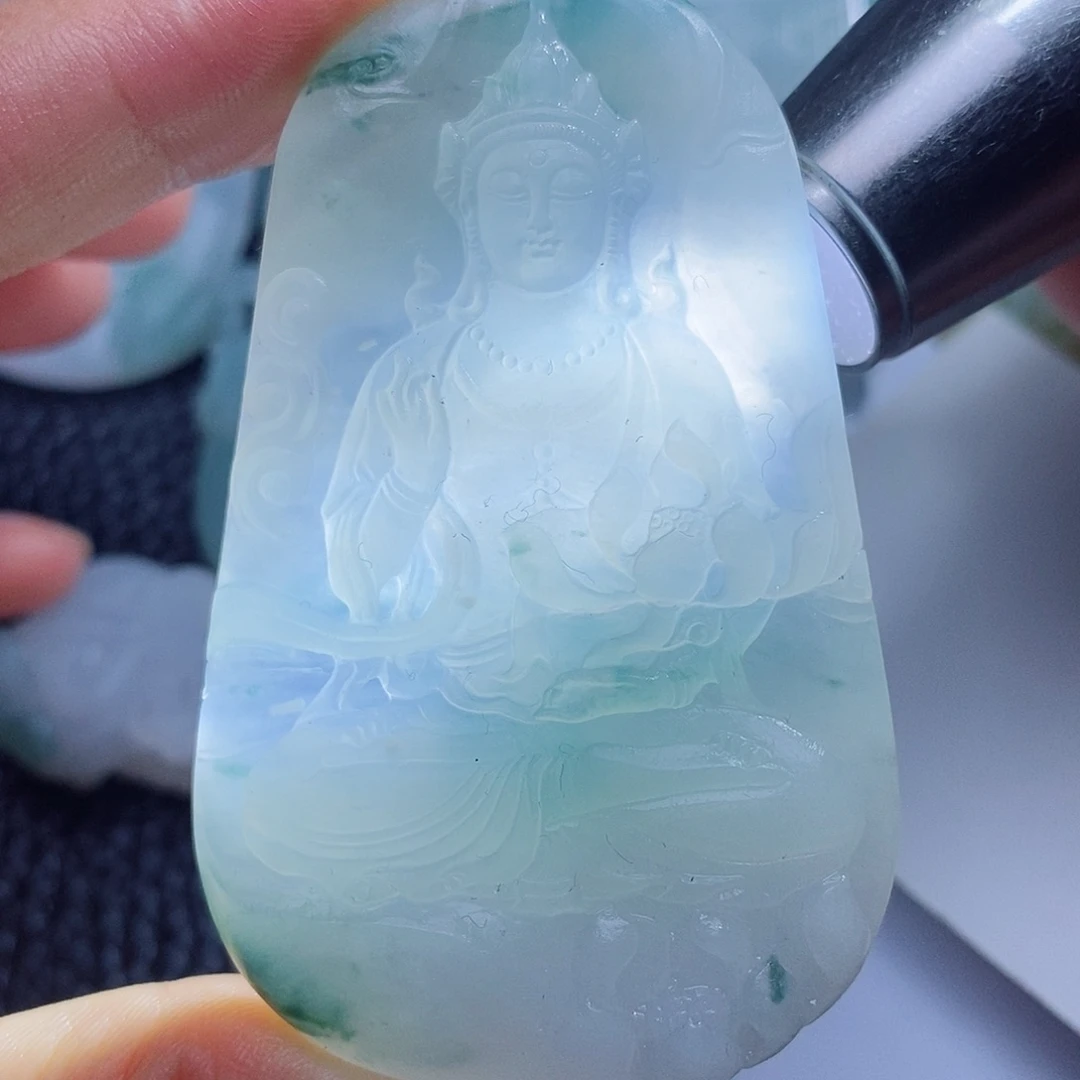 定制翡翠未镶嵌毛货付款后确认抛光