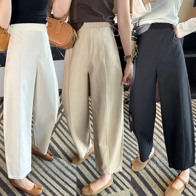 孕妇裤子新款夏季抽绳肚子休闲萝卜九分裤小个子时尚孕妇裤山本裤