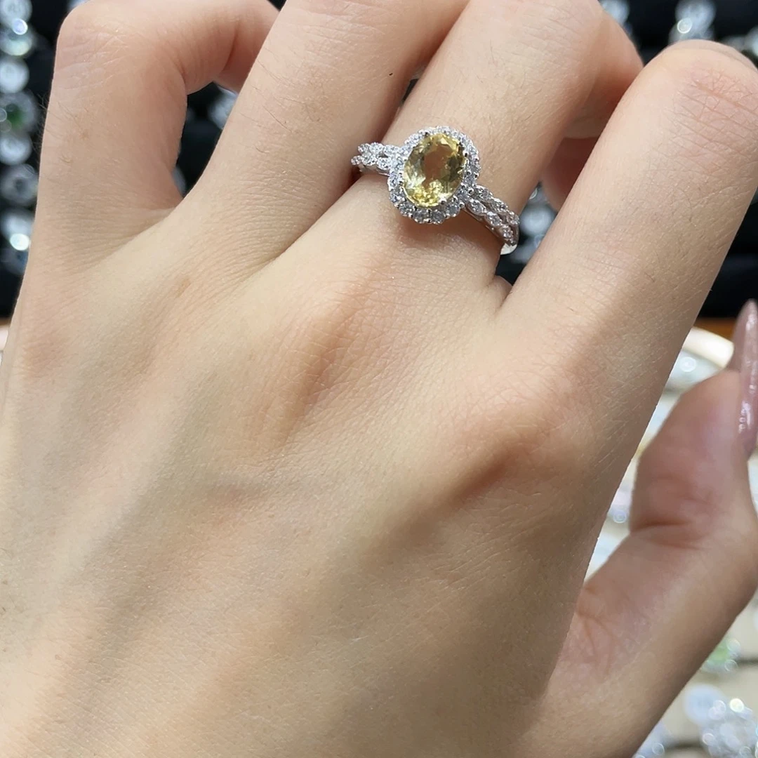 黄晶耳饰银S925镶嵌