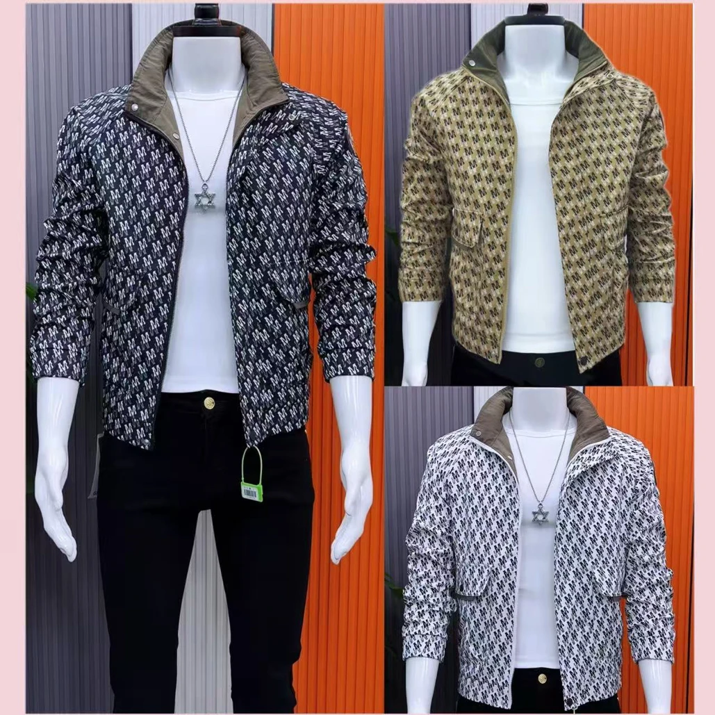 男秋季显瘦百搭印花夹克立领夏季韩式秋季帅气字母夹克外套2115