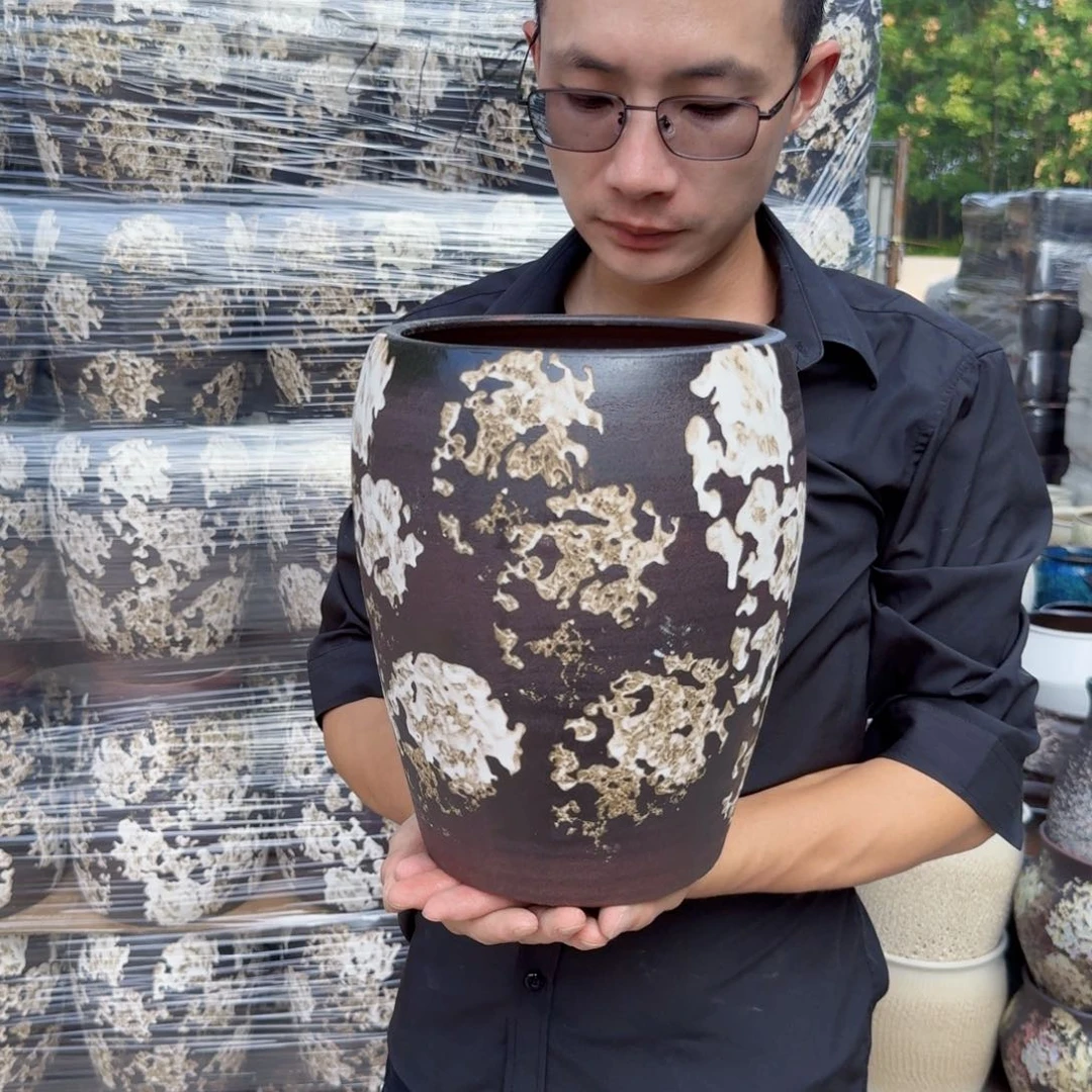 紫砂花盆口20高28（一个姹寂黑白色蛋壳