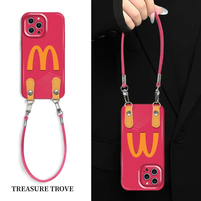 潮流可爱M适用于苹果16华为OPPO小米VIVOJ软菲林手绳手机壳