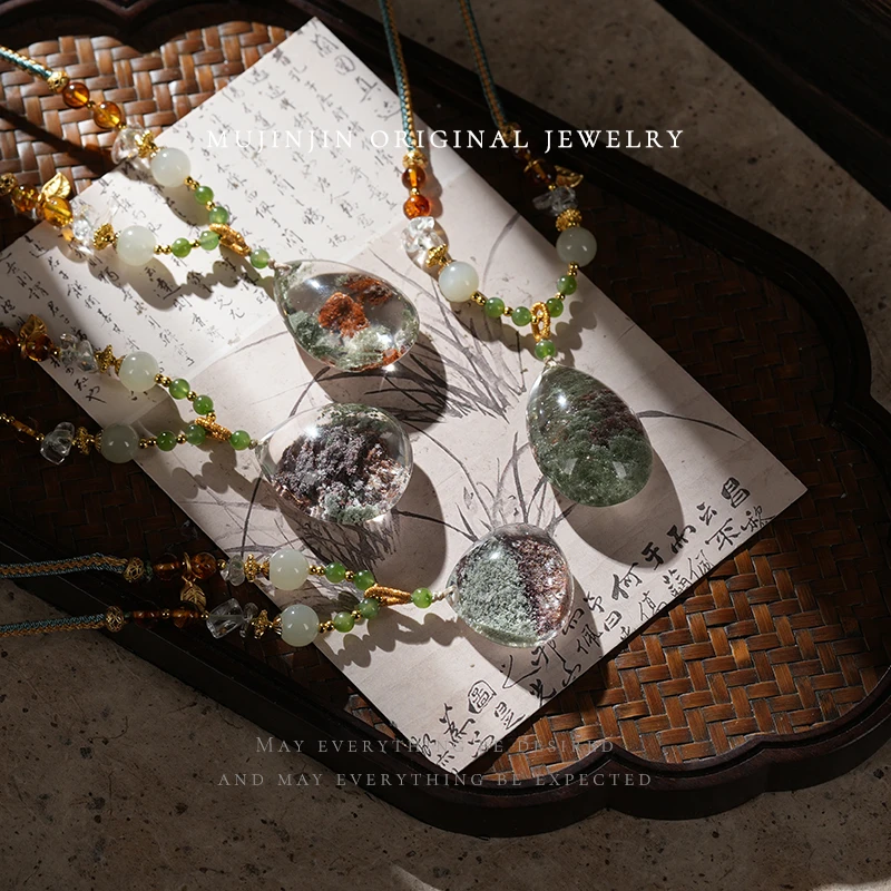 【木槿槿】天然幽灵水晶吊坠女款气质时尚饰品项链颈饰品多样性发一