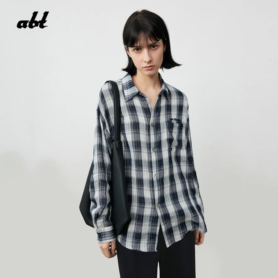 abt 25秋季新款双面格子衬衣宽松休闲男女同款 abt507L03CS1058