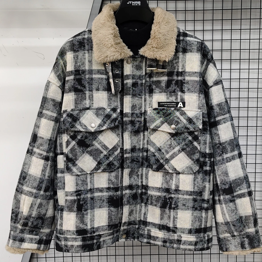 街头男人帮派克AD3200071翻领格子保暖香风（不含内搭）