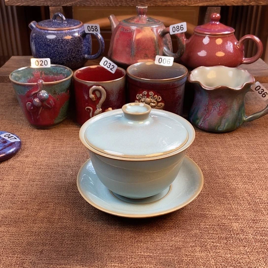摆件钧瓷茶壶茶具