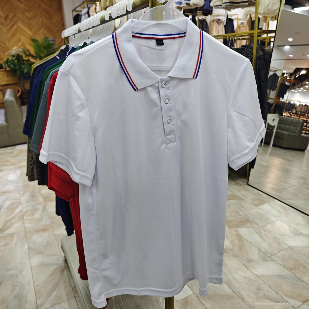 24号夏季薄款透气翻领纯色短袖Polo衫男女款T恤休闲半袖通用链接