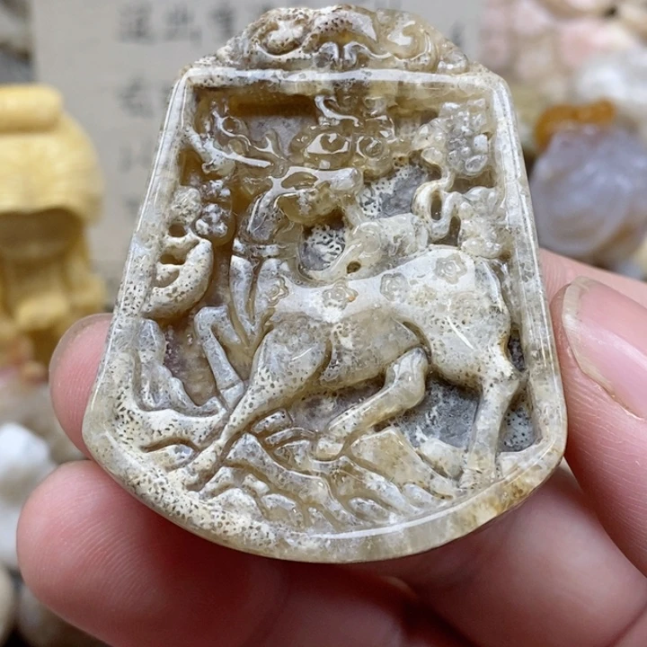 颈饰未镶嵌硅化珊瑚（珊瑚玉）有瑕