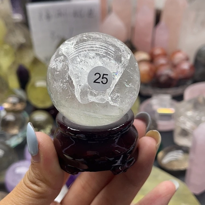 小***哀水晶珠宝半成品未镶嵌25白水晶球