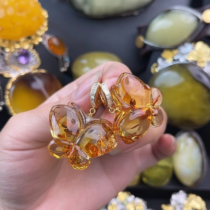 琥珀银S925镶嵌裸石