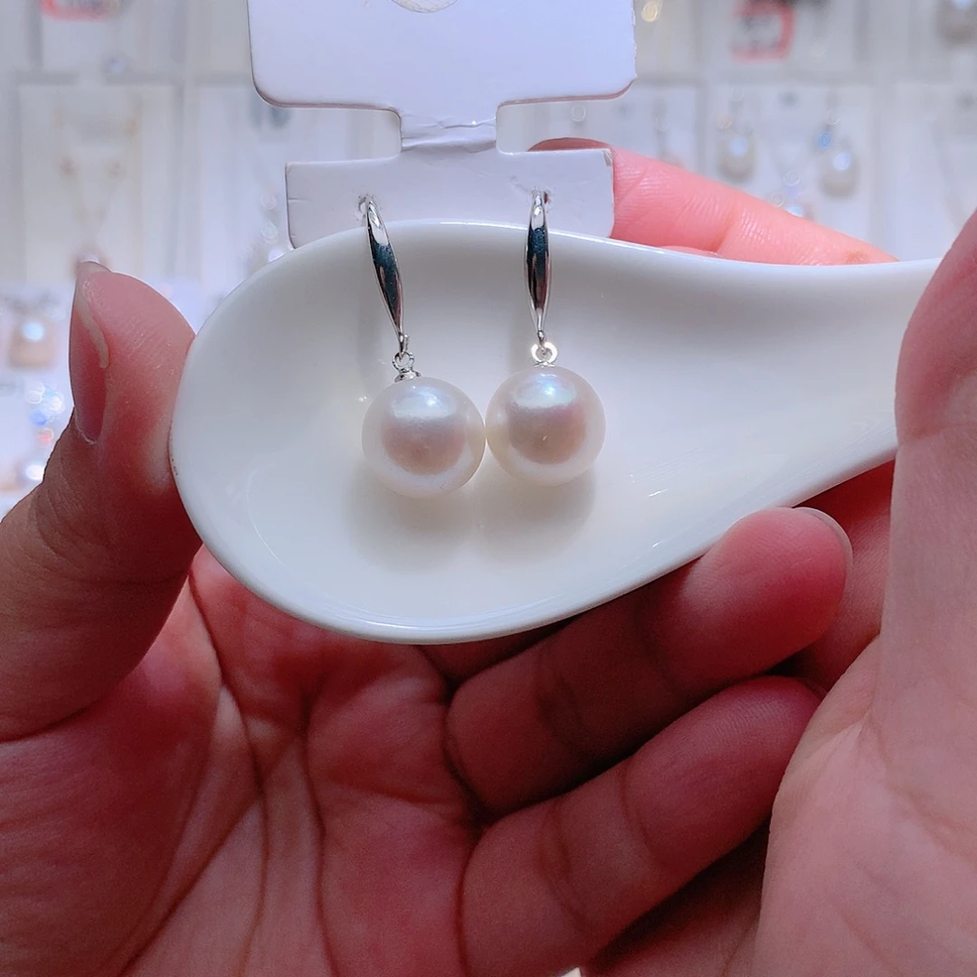 淡水珍珠耳饰银S925镶嵌CC12.3mm