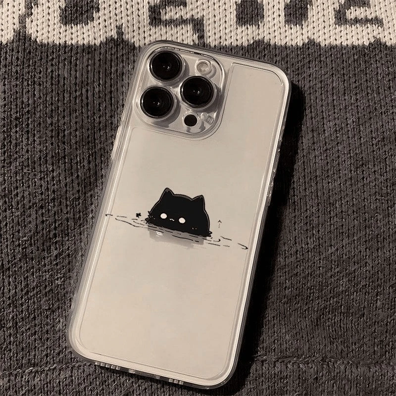 探头黑猫适用苹果16PROMAX手机壳iPhone15/14艺术13可爱12软壳11