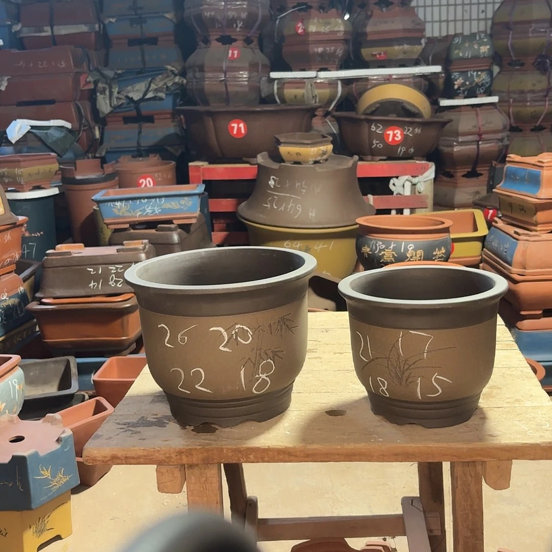 紫砂紫砂花盆大金钟两个