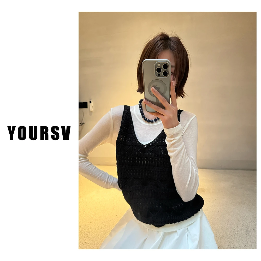 【YOURSV】「镂空蕾丝吊带」春季时尚通勤外穿背心休闲百搭设计感上衣