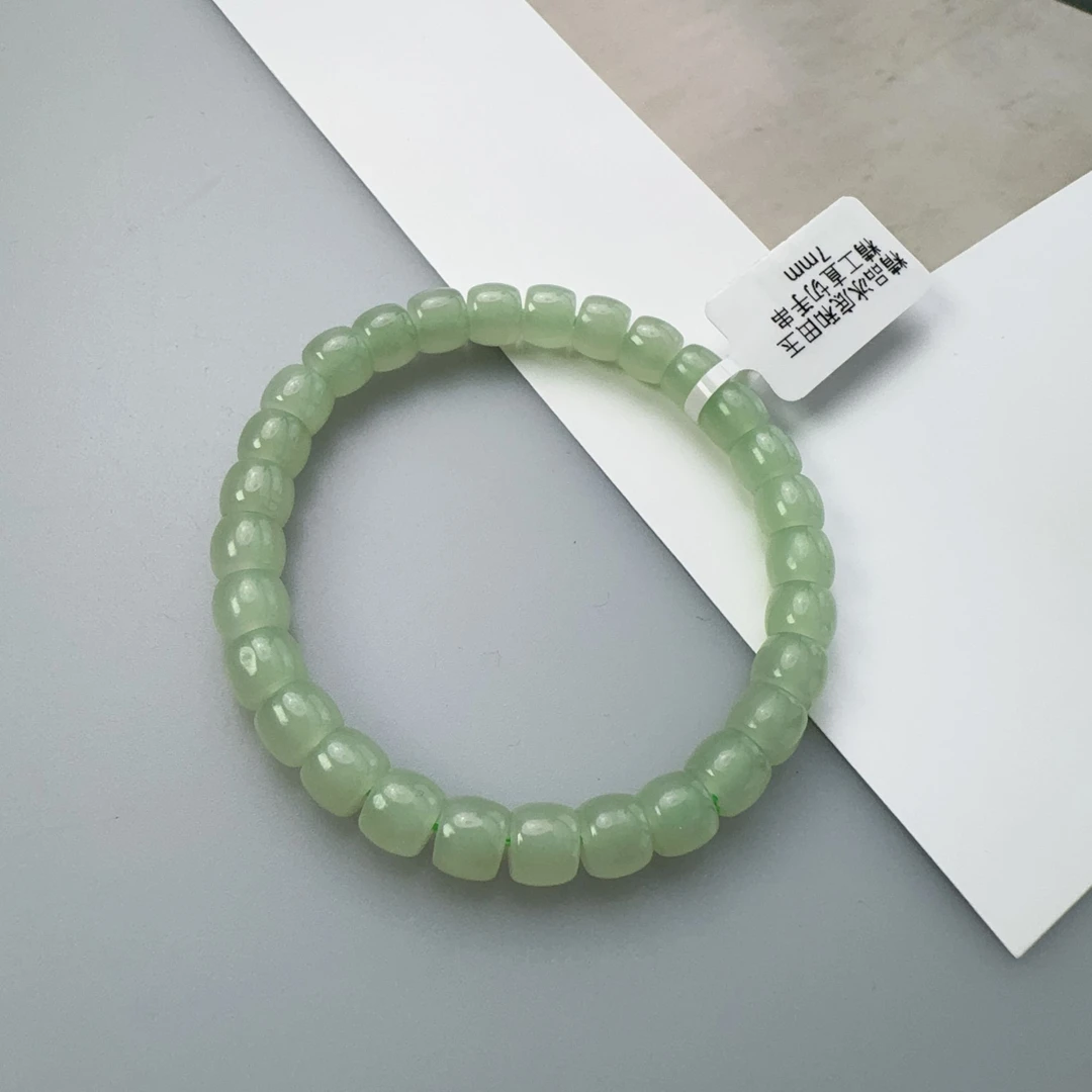 青提冰 | 精品冰底和田玉精工直切手串7mm