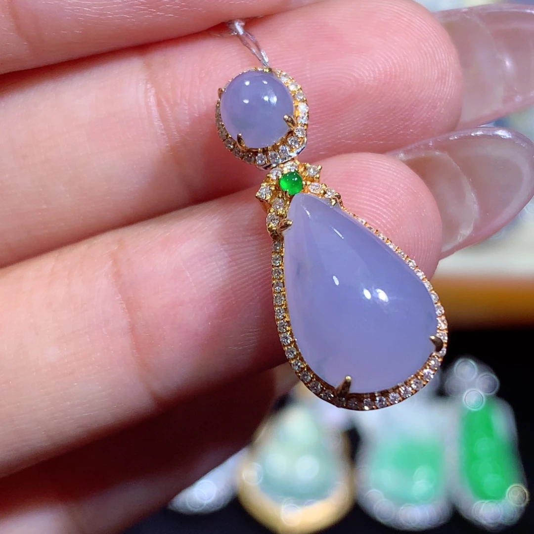 翡翠18K金镶嵌吊坠(不含链)