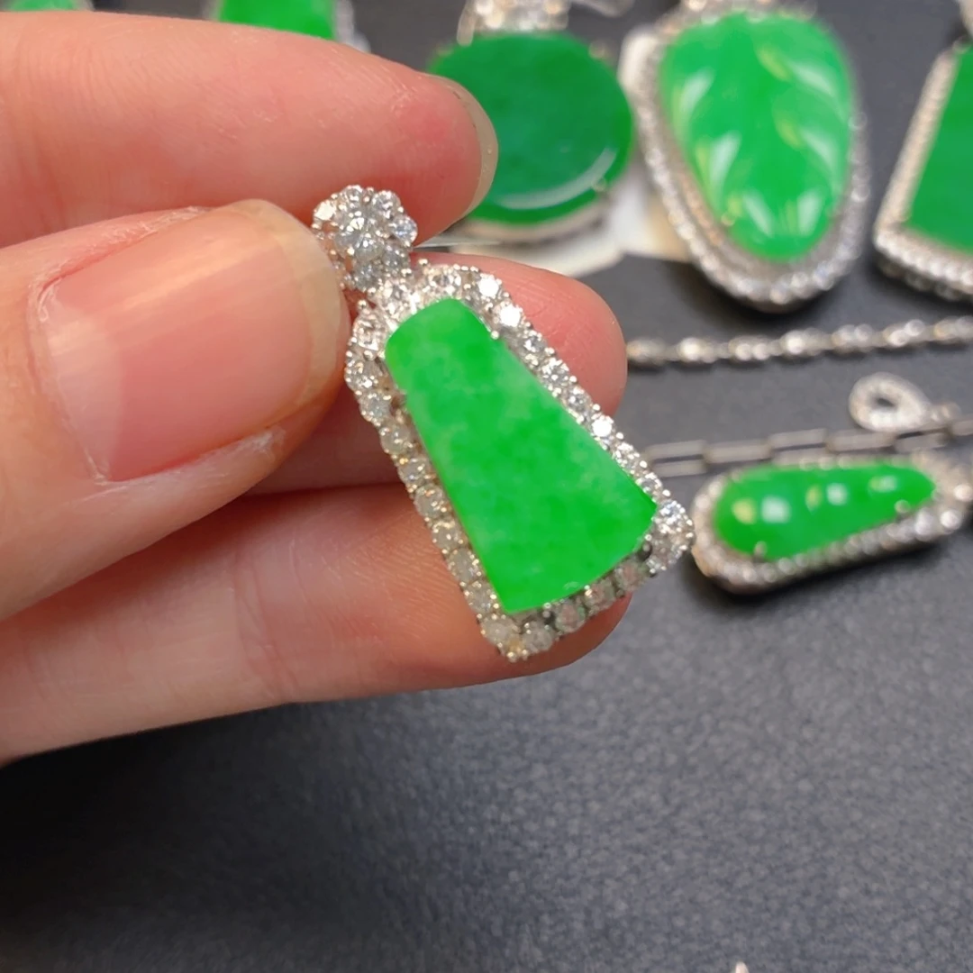 翡翠银S925镶嵌吊坠(不含链)