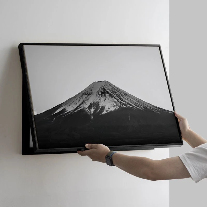 山水电表箱装饰画现代客厅轻奢配电箱遮挡挂画横款极简富士山挂画