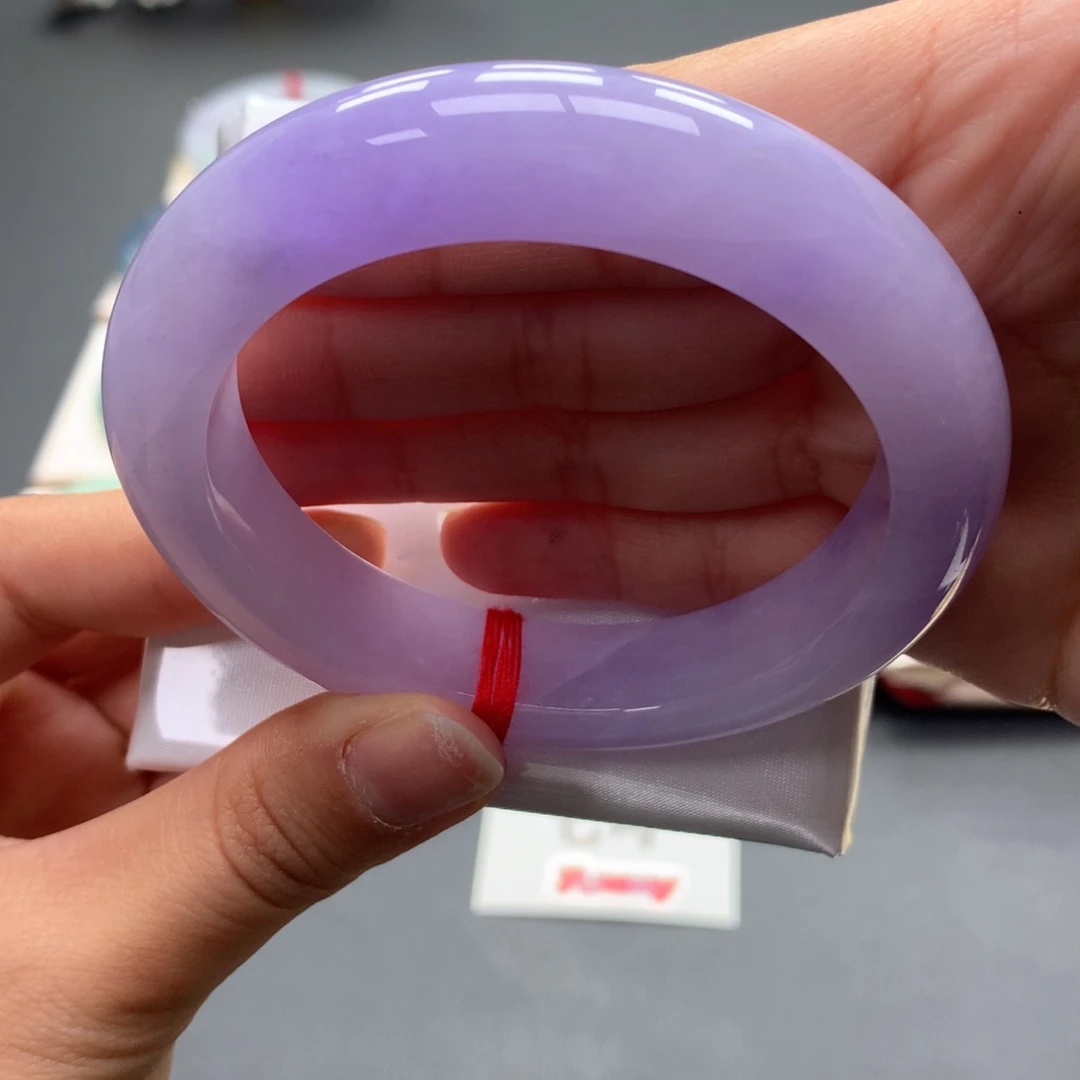 翡翠未镶嵌手镯6号56泥鳅背满紫不失色强推包容漏