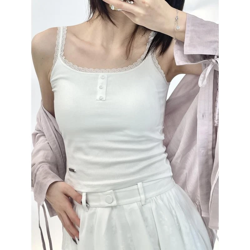 河岸家买手店设计师MONOHA蕾丝边辣妹风螺纹吊带内搭25春